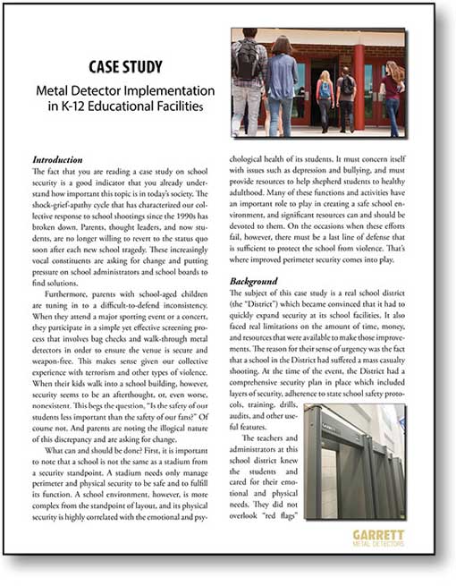 K-12白皮书扩展10页版本的金属探测器实施白皮书在圣达菲ISD。PDF。